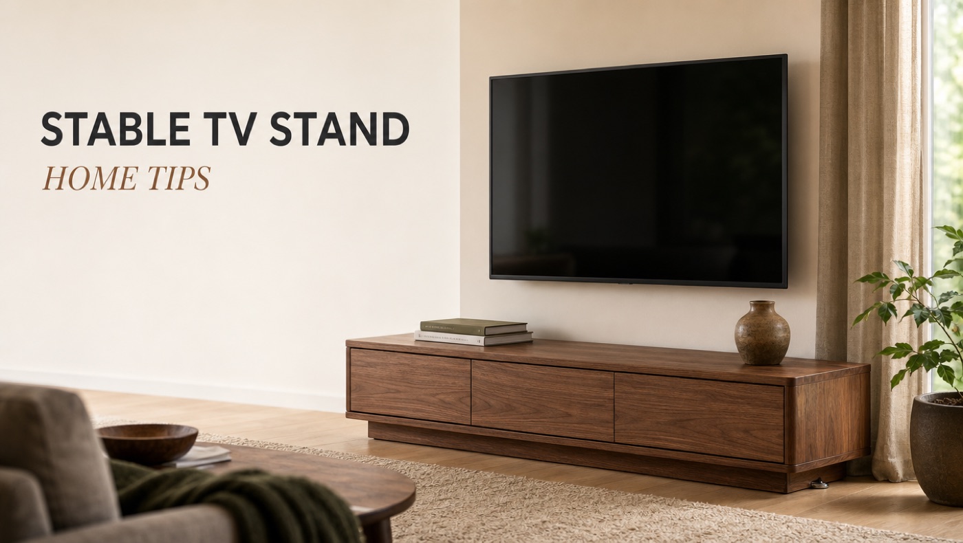 POVISON TV stand adjusted to prevent wobbling