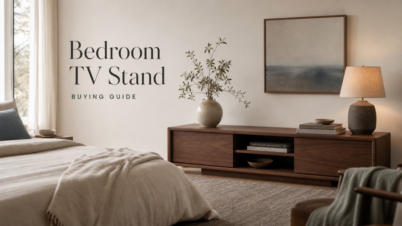 POVISON bedroom TV stand with compact storage