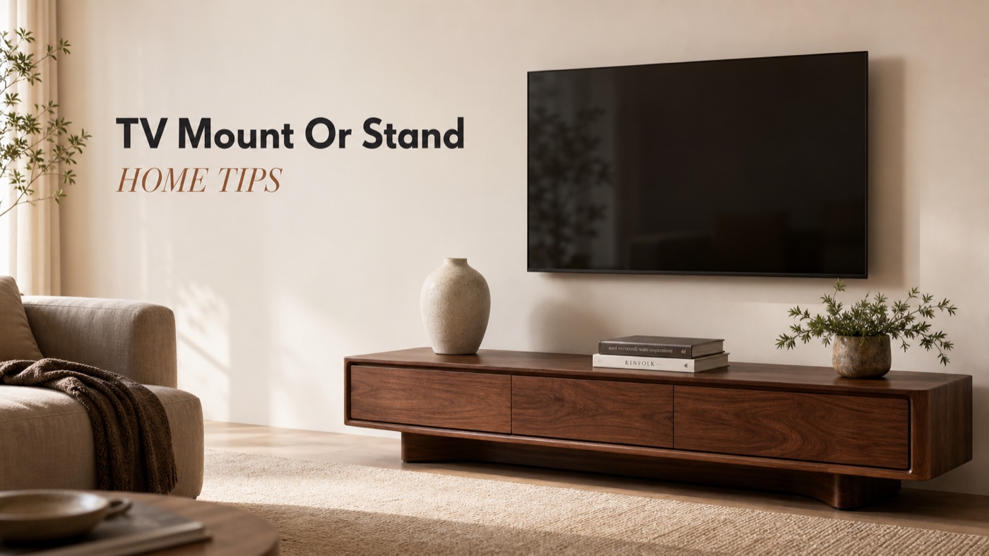 POVISON TV stand used below a mounted television
