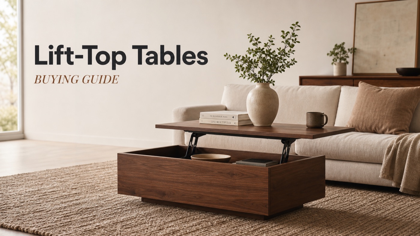 POVISON lift-top coffee table with raised work surface and hidden storage