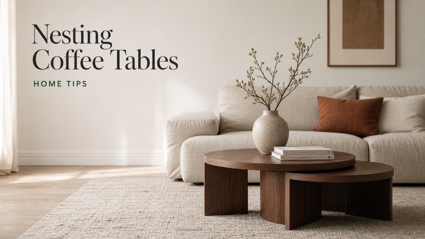 POVISON nesting coffee table set with flexible pull-out surfaces