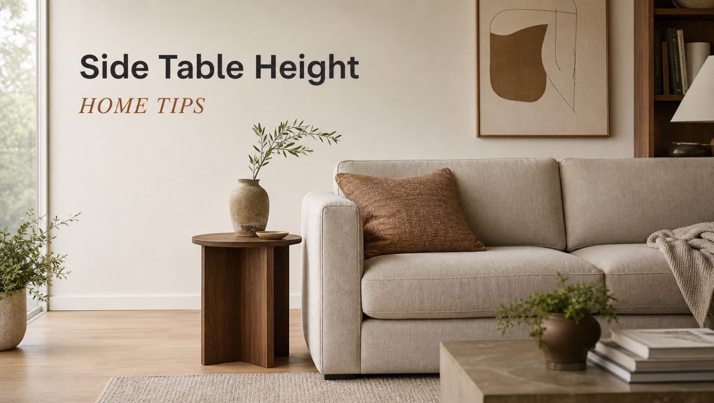 POVISON side table aligned with sofa arm height