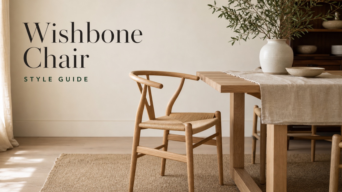 POVISON wishbone style dining chair with Y shaped back and woven seat