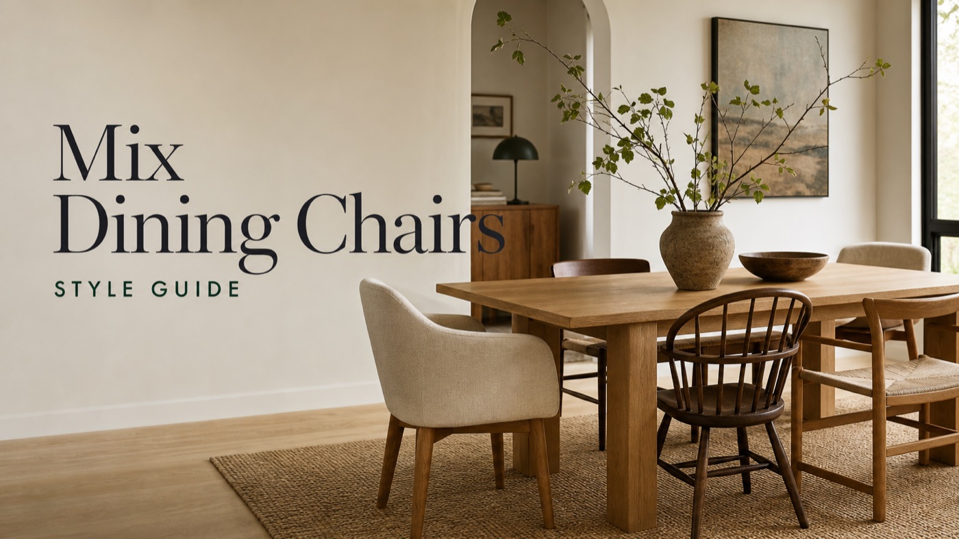 POVISON dining room with mixed upholstered and non-upholstered dining chairs