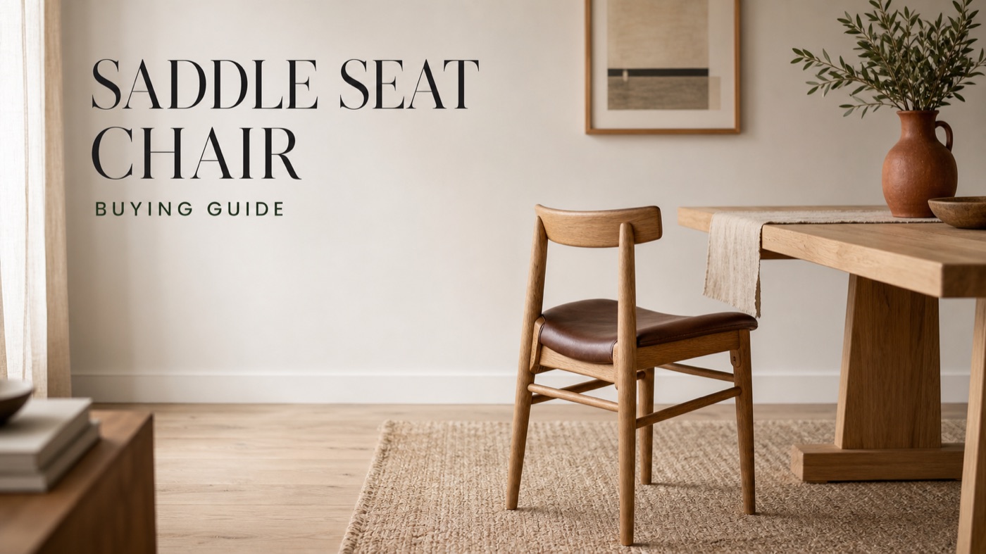 POVISON saddle seat dining chair with a gently contoured seat
