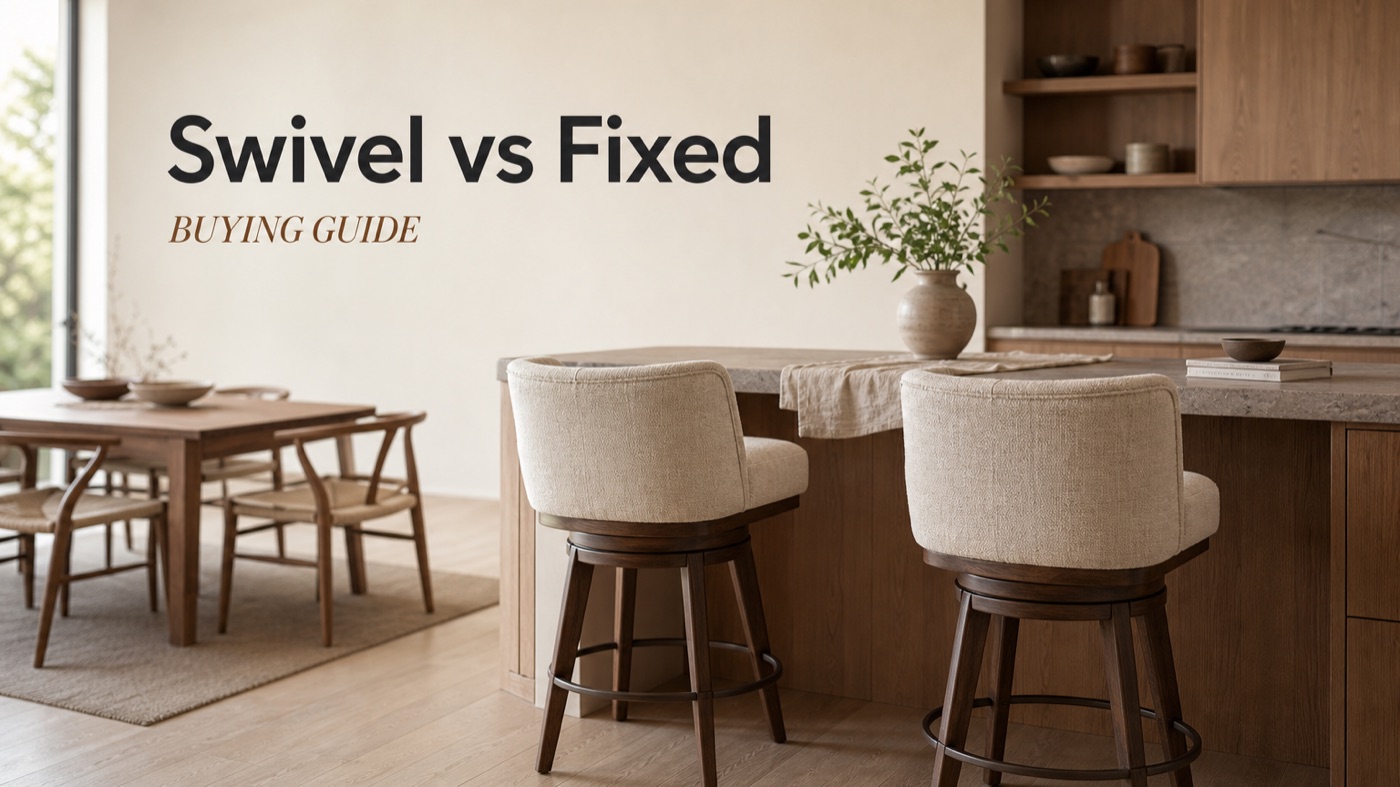 POVISON swivel bar stool at a modern kitchen island
