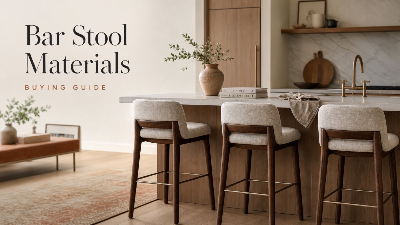 POVISON kitchen island bar stools in wood metal and upholstered materials