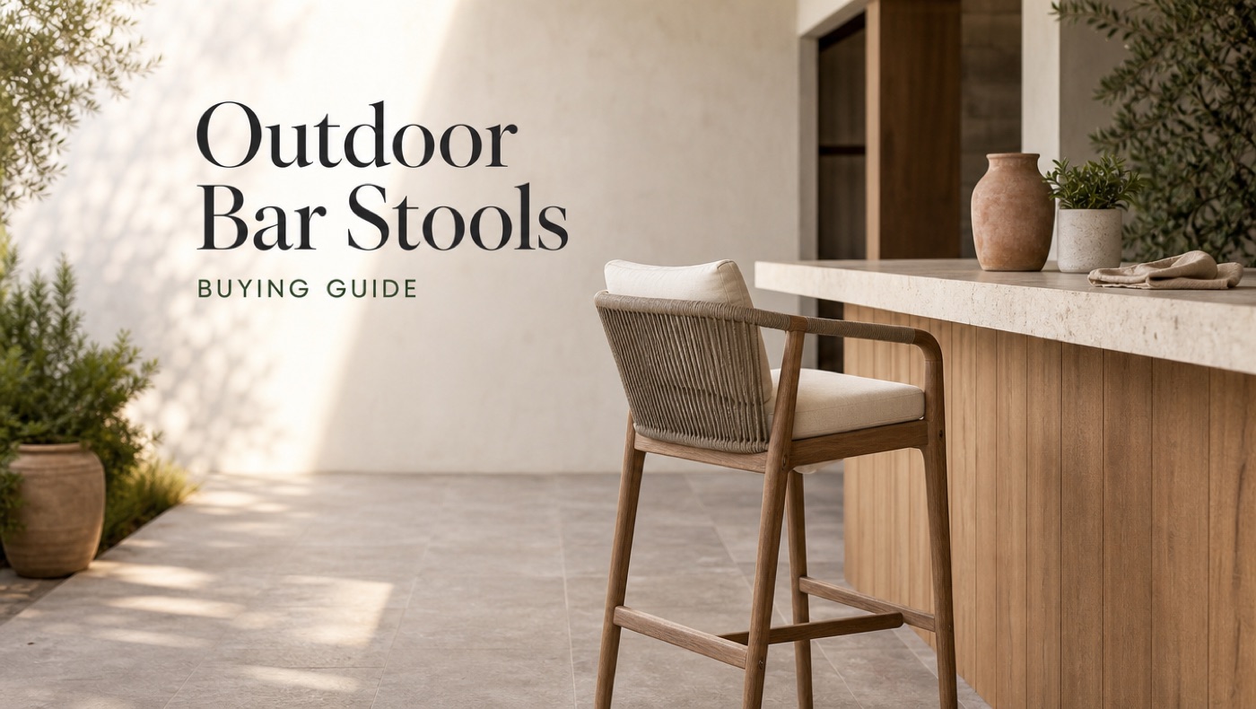 POVISON outdoor bar stools arranged at a patio bar area