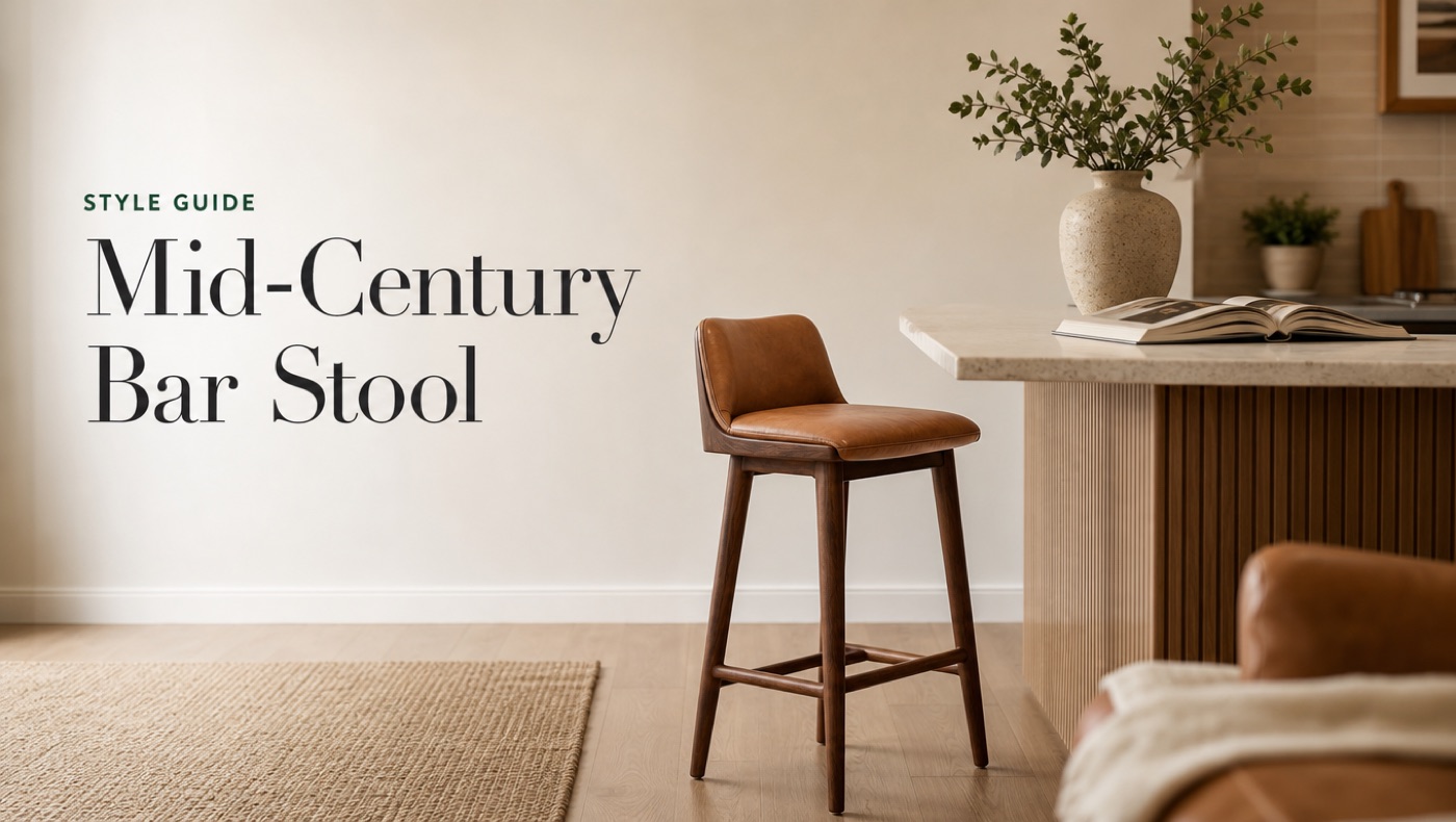 POVISON mid-century modern bar stool with tapered legs at a kitchen island