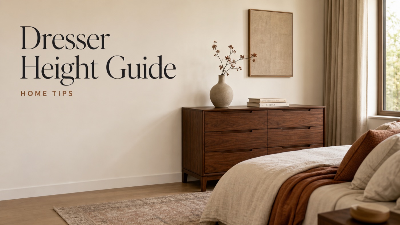 POVISON bedroom dresser at a practical height for standard room storage