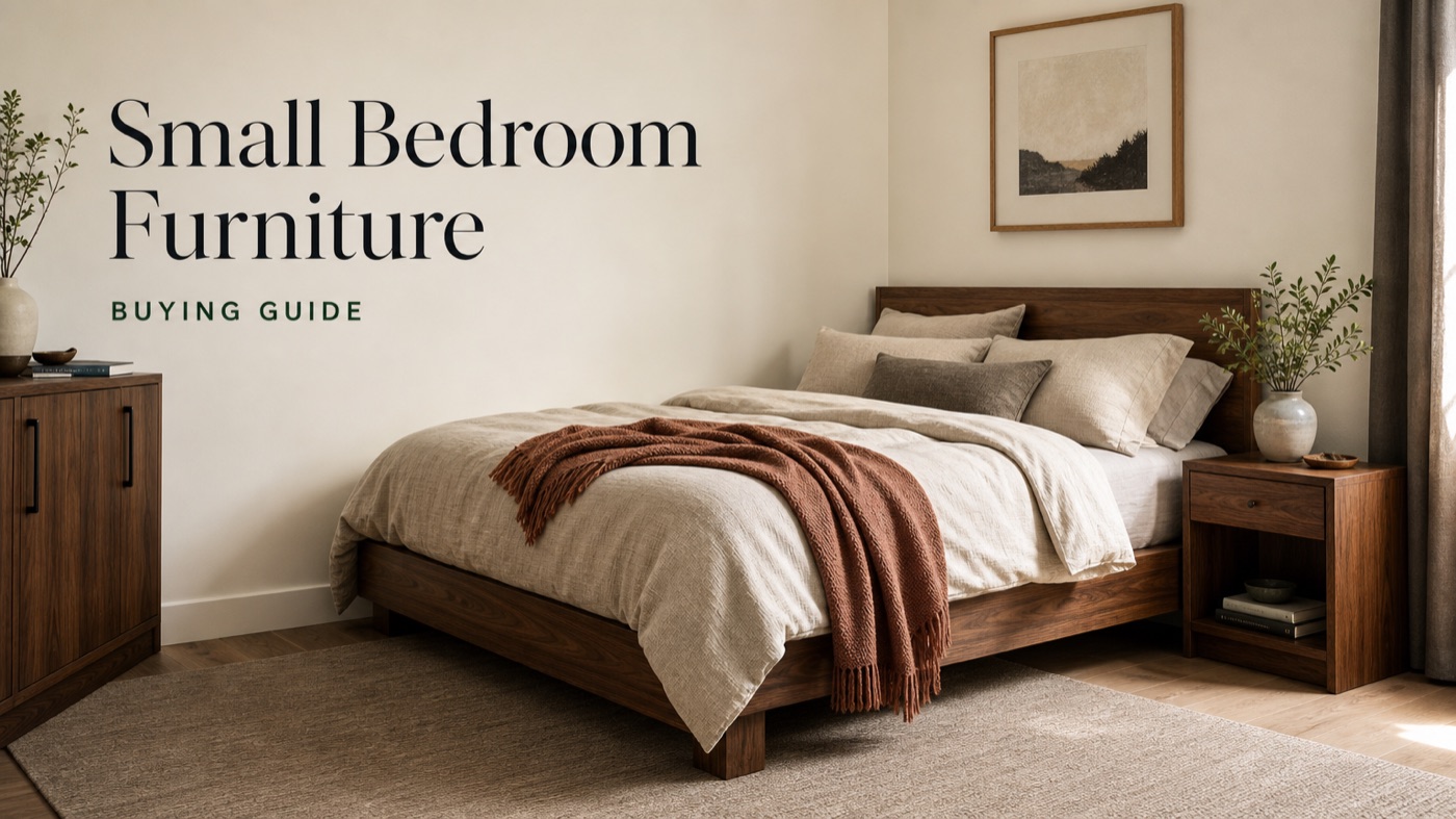 POVISON small master bedroom with compact storage-focused bedroom furniture