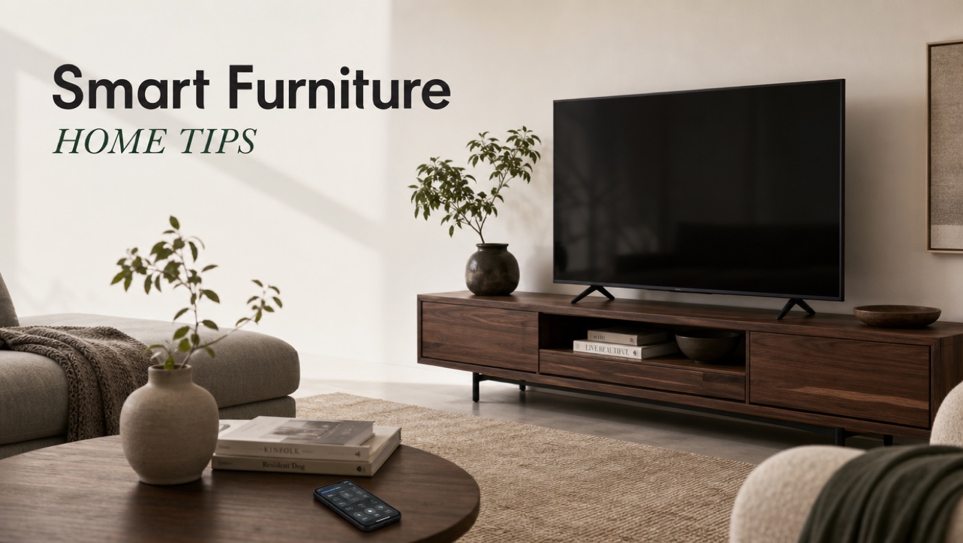 POVISON smart furniture controlled by remote or smartphone in a living room