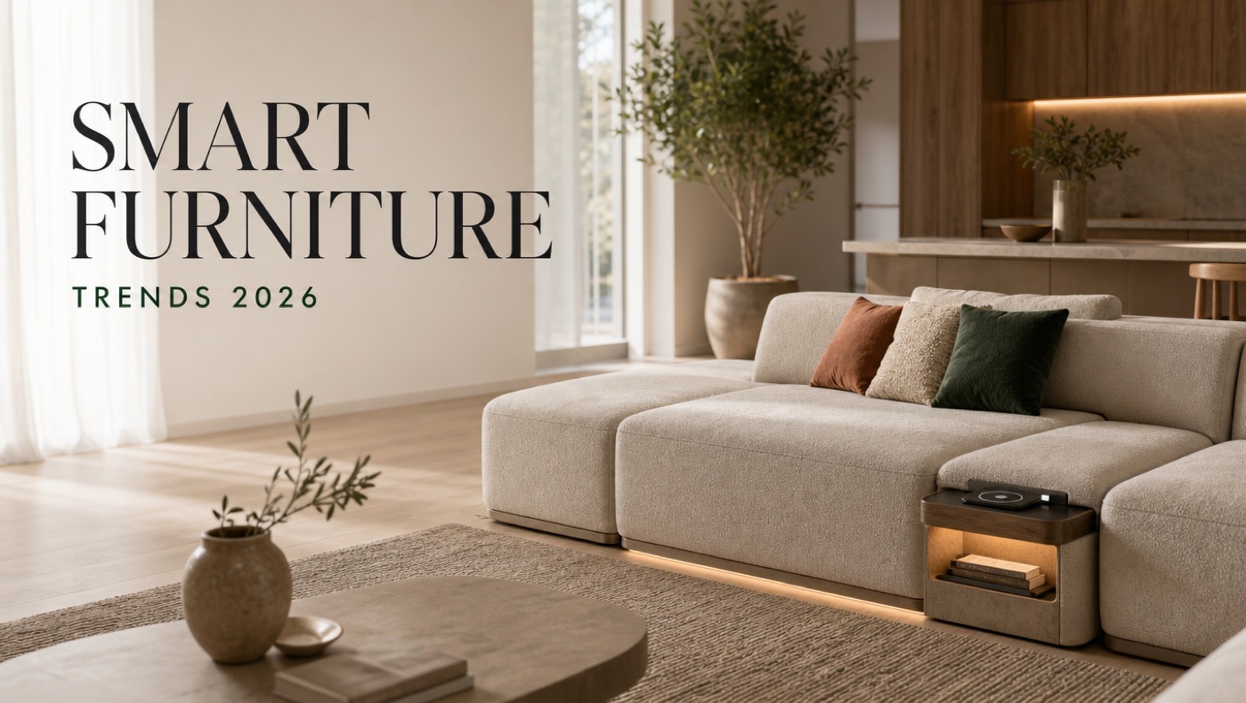 POVISON 2026 smart home furniture trends with electric TV stand and power recliner