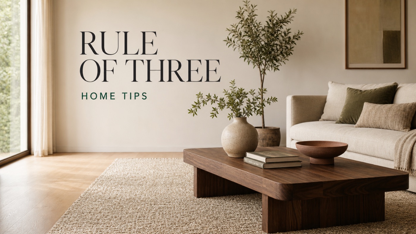 POVISON living room furniture arranged using the rule of three