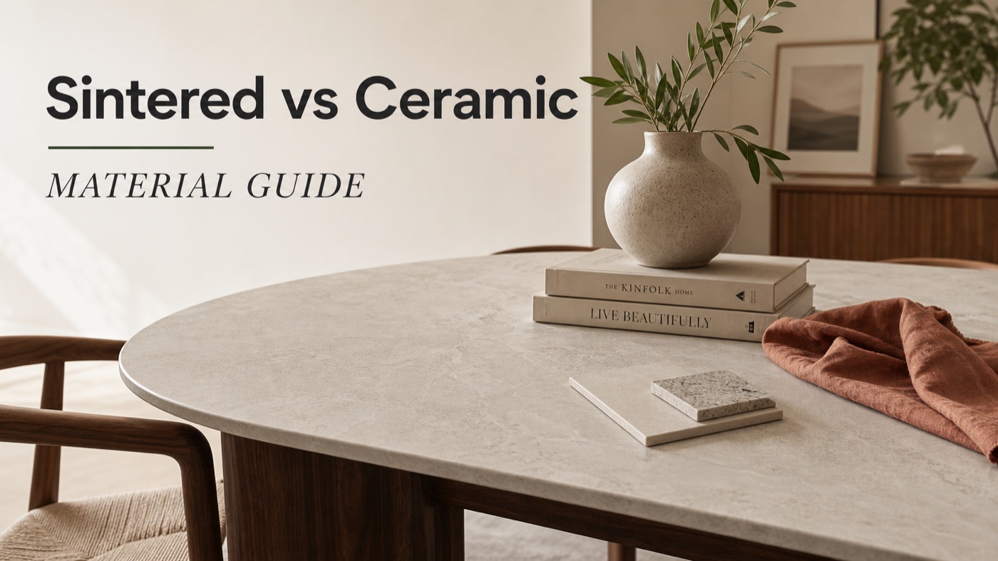 POVISON sintered stone tabletop compared with ceramic surfaces