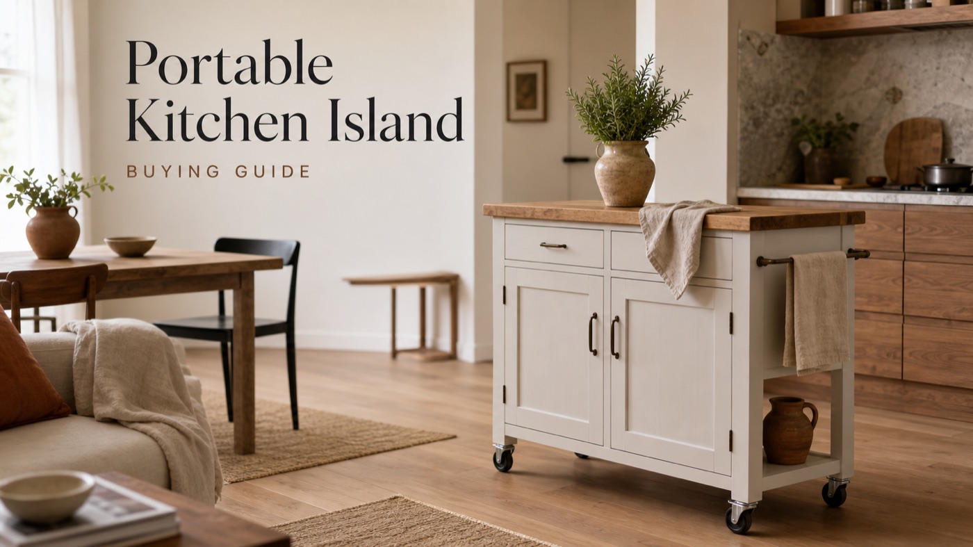 POVISON portable kitchen island idea with flexible storage and seating