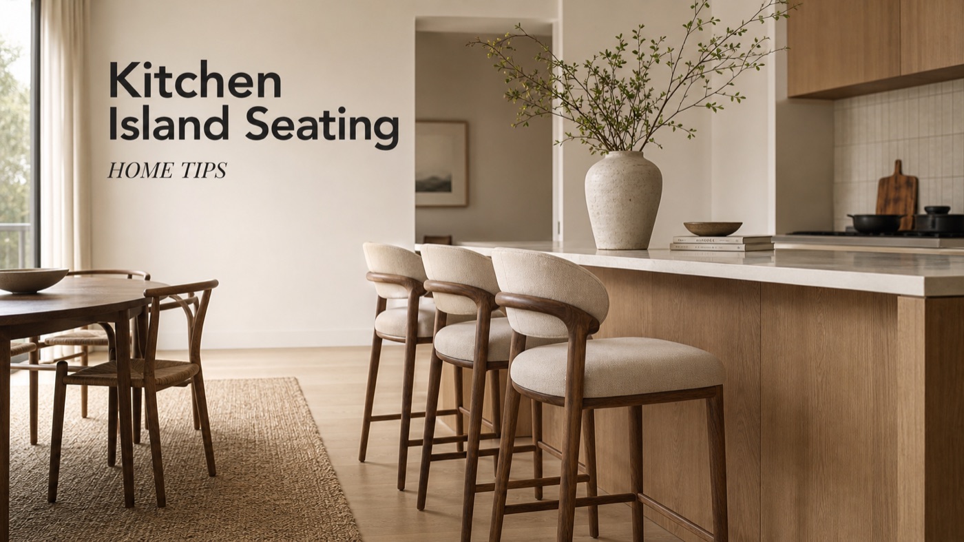 POVISON kitchen island with bar stools for casual seating