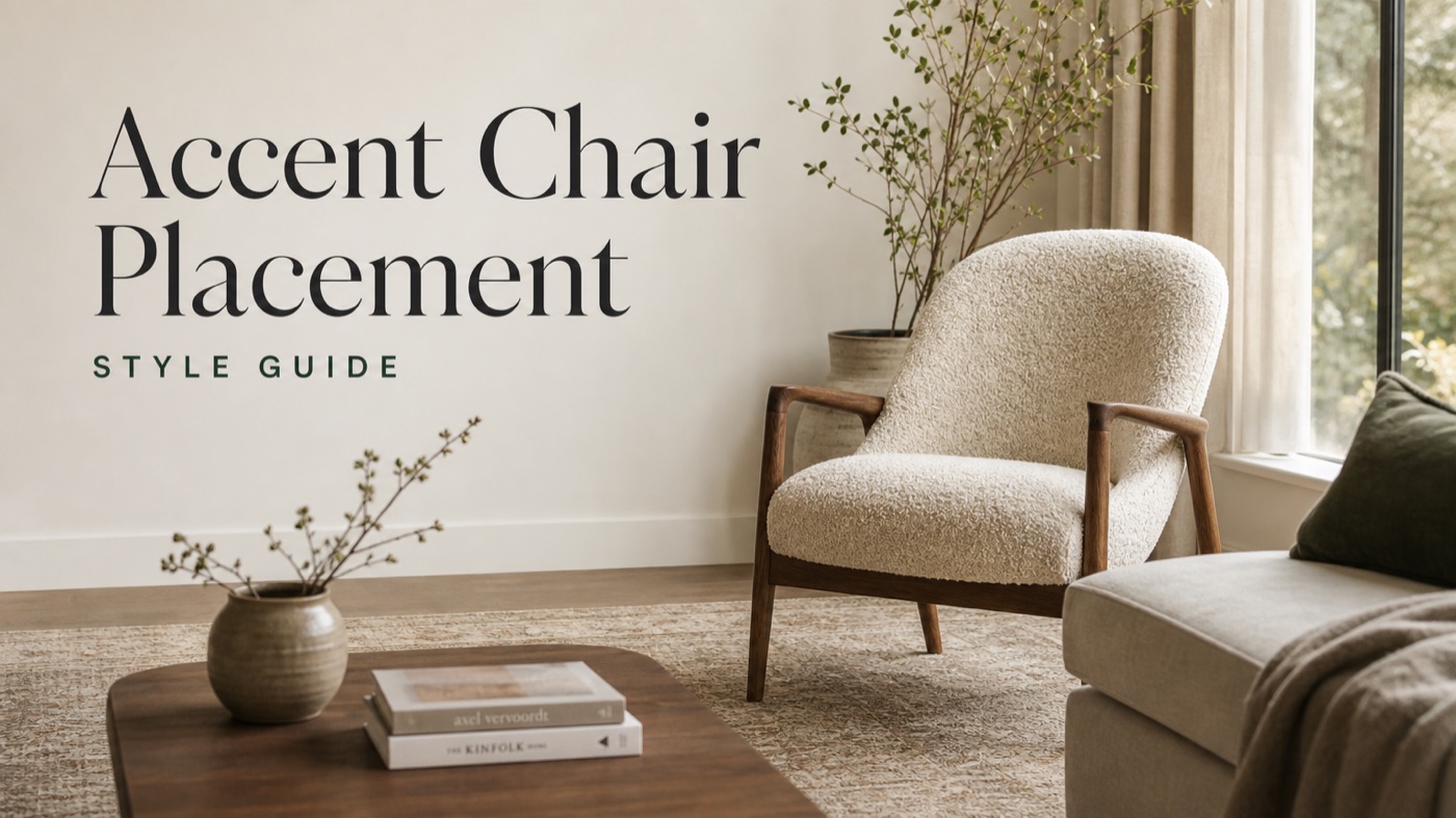 POVISON accent chair placed beside sofa in a living room