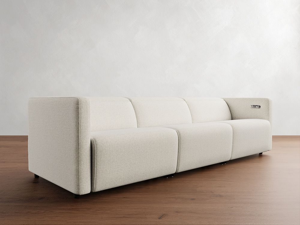 Pottery Barn Tucker Power Reclining Sofa with adjustable reclining seats and pet friendly materials