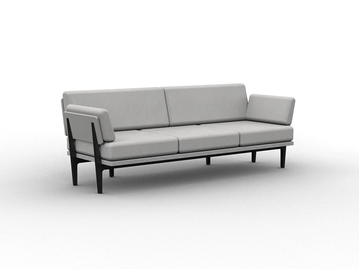 Floyd Sofa 2.0 in grey with black legs for apartments