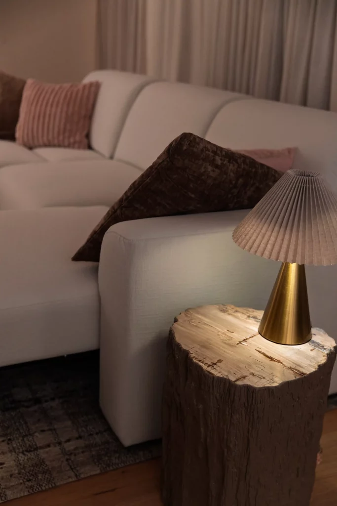 a close-up to cozy sofa bed at home